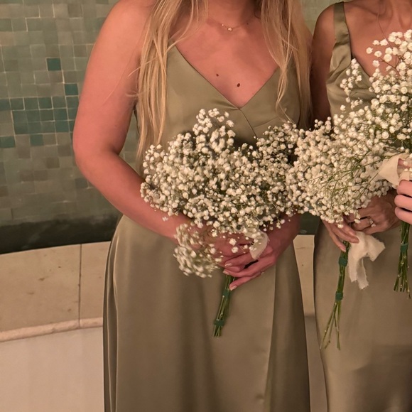 AW Bridal Bridesmaid Dress Moss / Sage Green with Slit Side size 6 Padded - Picture 12 of 12